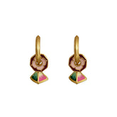 Vintage enamel drop glaze oil painting earrings -DMS00468